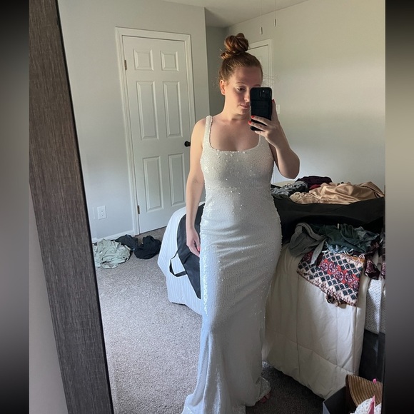 Lulus White Long Sequin Dress - Picture 11 of 11